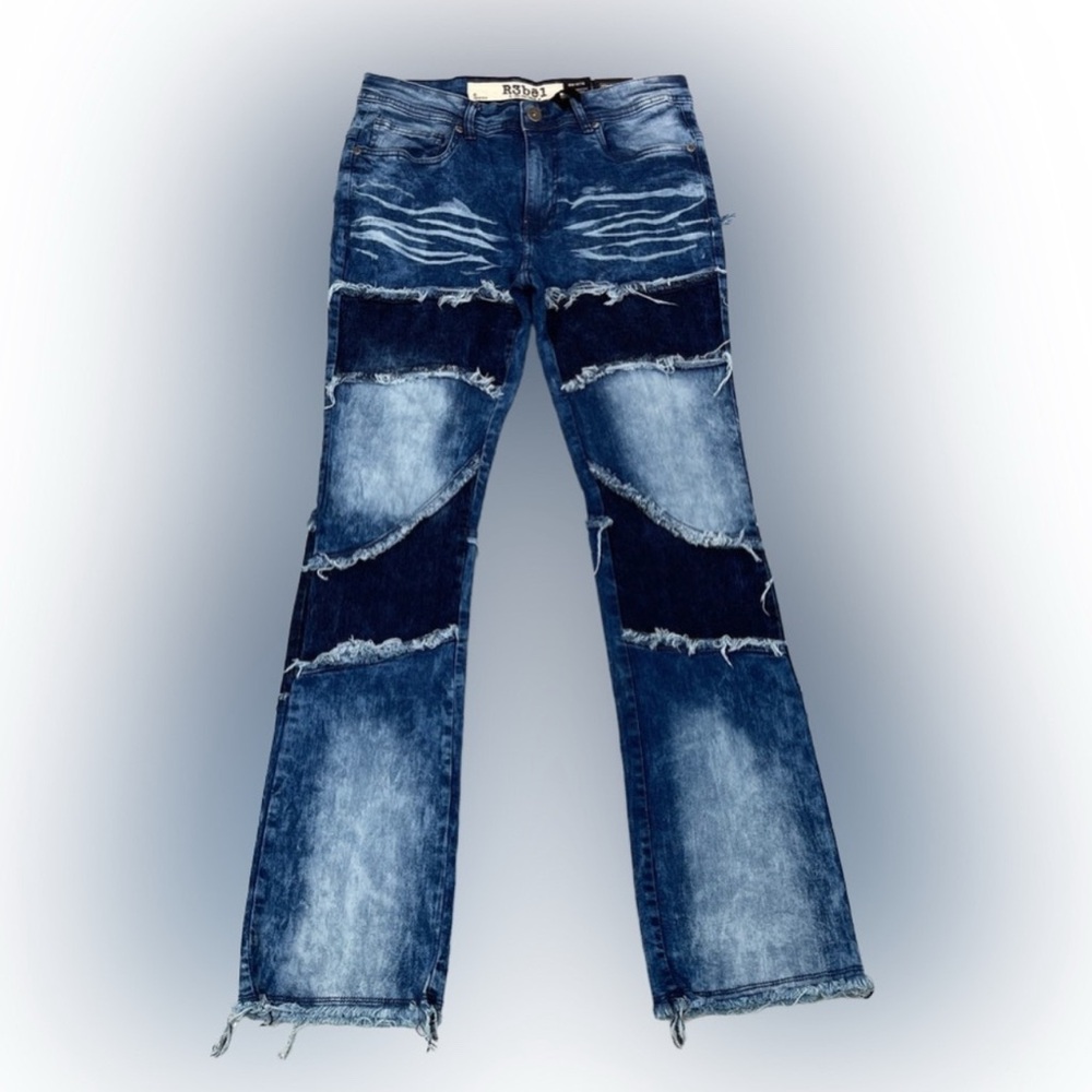 New R3bel Stack Repair Stretch Denim Jeans NWT